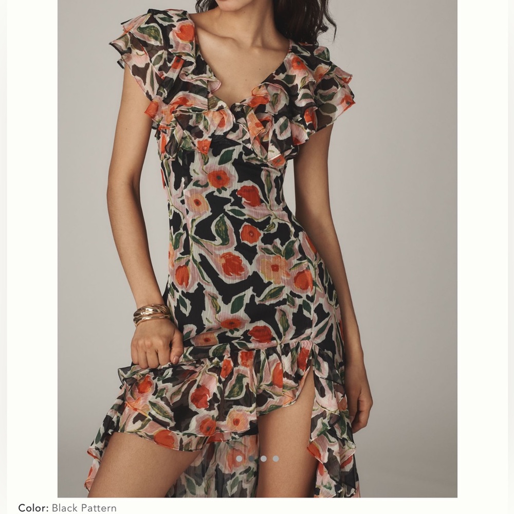 En Saison Eden black red floral high low maxi dress-Large-NWT